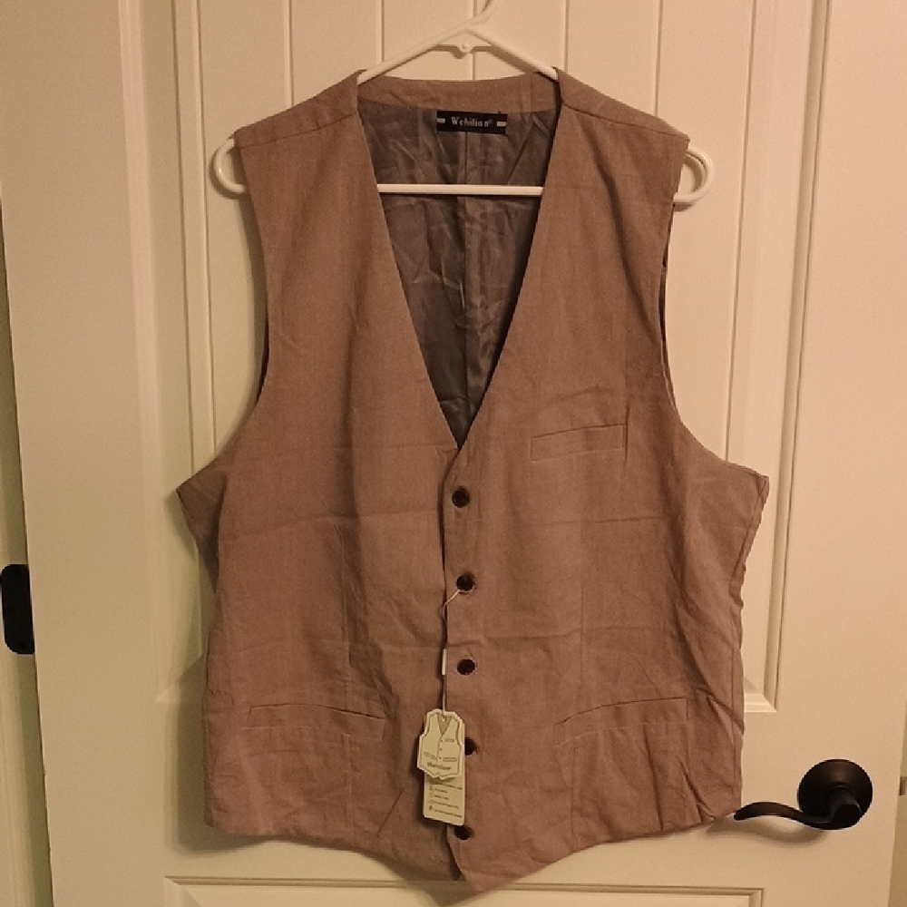 New With Tags; Wehilion Men's XL Gray Button-Up Vest